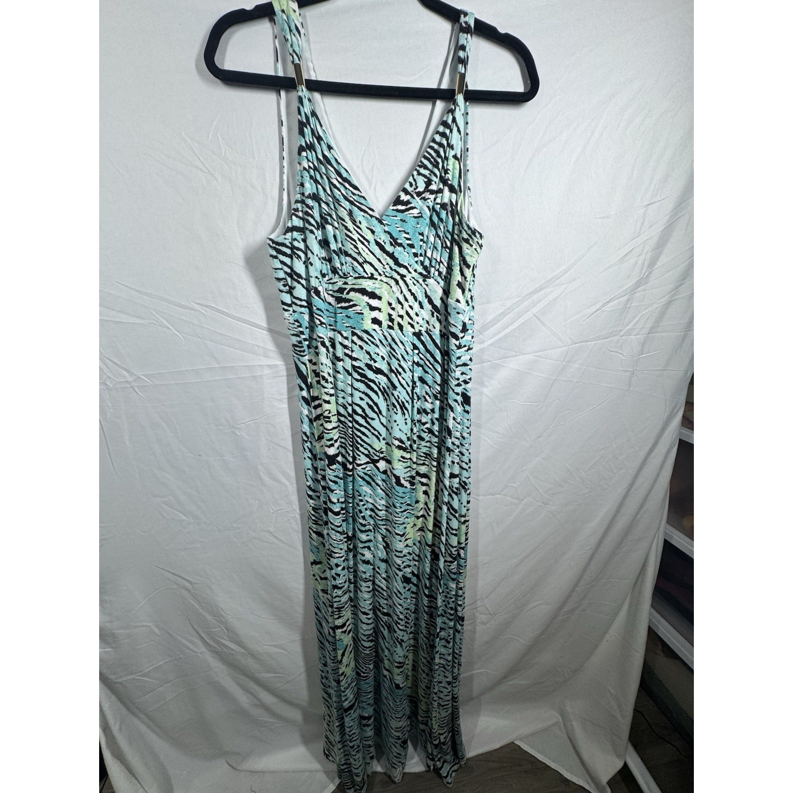 Jennifer Lopez Jlo Animal Print Green Maxi Dress Sz Xl